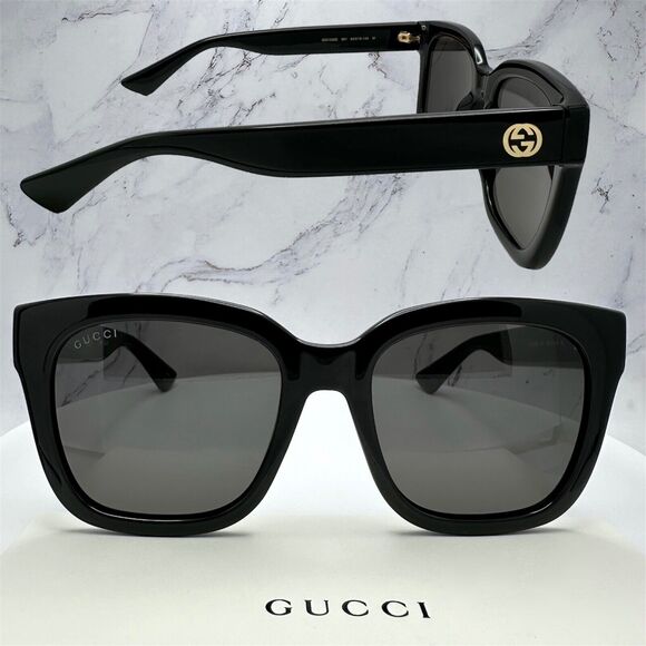 Gucci Black Square Gold GG Logo Made In Italy Authentic Men's Sunglasses - Picture 5 of 16